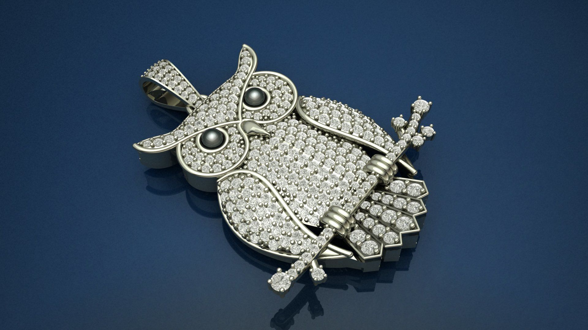 Owl Diamond Pendant 3D print model 3D print model_2