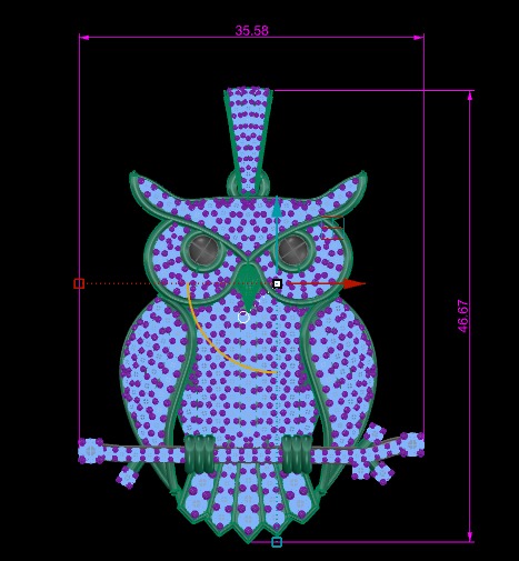 Owl Diamond Pendant 3D print model 3D print model_8