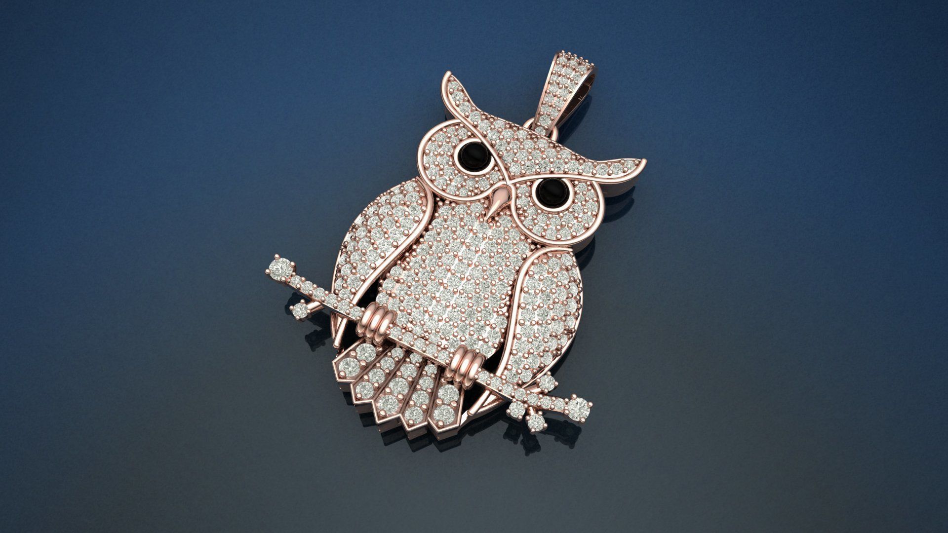 Owl Diamond Pendant 3D print model 3D print model_7