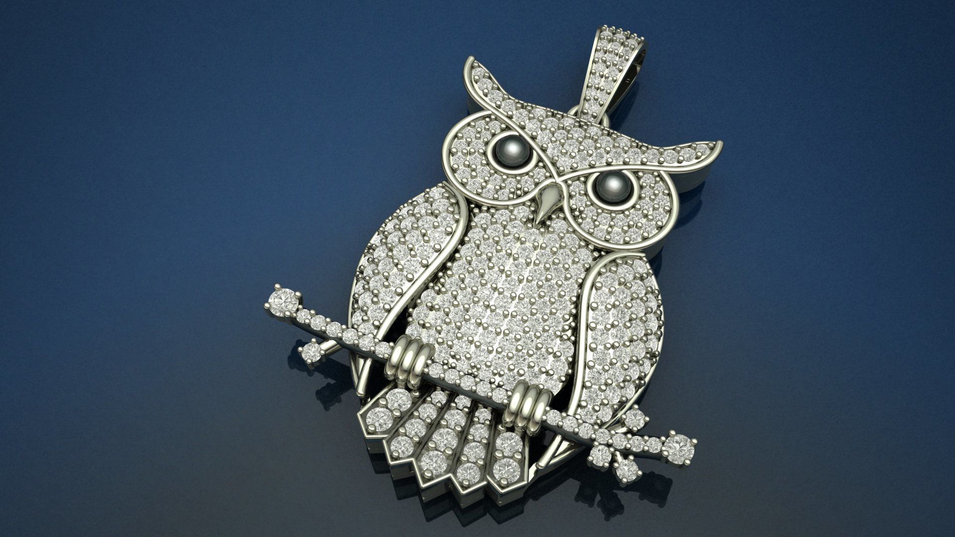 Owl Diamond Pendant 3D print model 3D print model_1