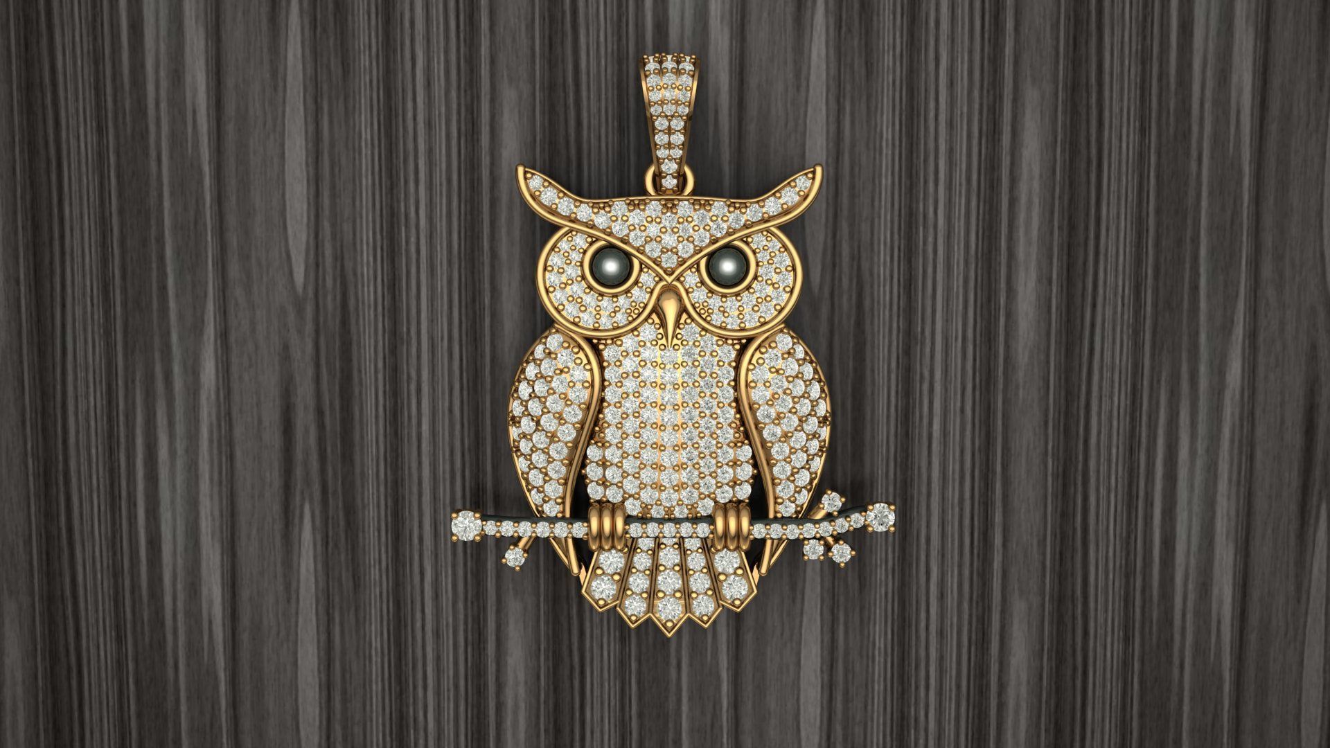 Owl Diamond Pendant 3D print model 3D print model_4