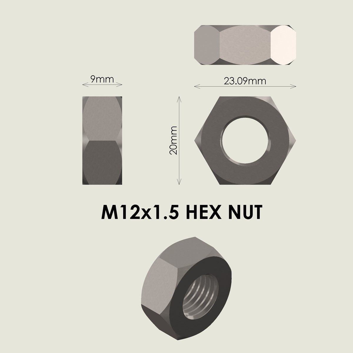 M12 Bolt and Nut 3D print model_4