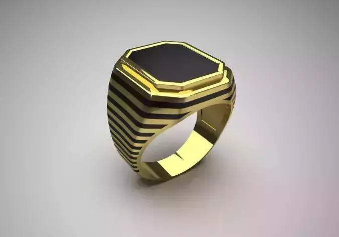 Man gold STL ring with line design model mr0057