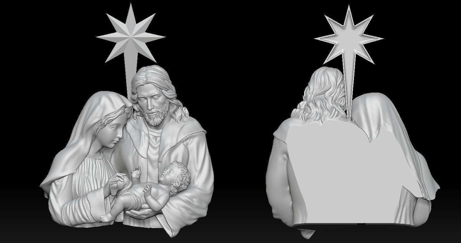 Holy Family Relief 3D  3D print model_3