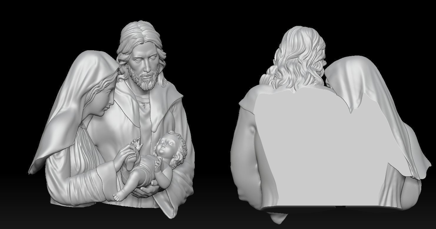 Holy Family Relief 3D  3D print model_4