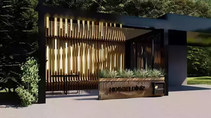 Modern Wavy Wooden Facade 3D Model 3D model