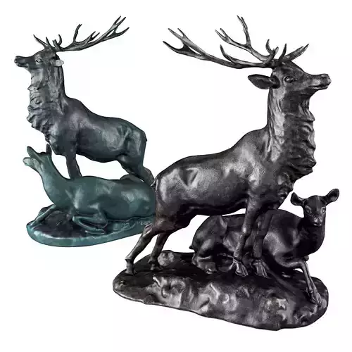 Couple of deers sculpture 3D model