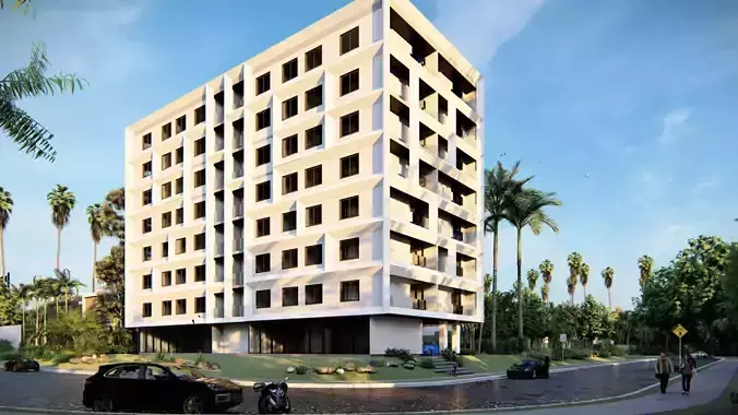 Modern Residential Building 3D Model