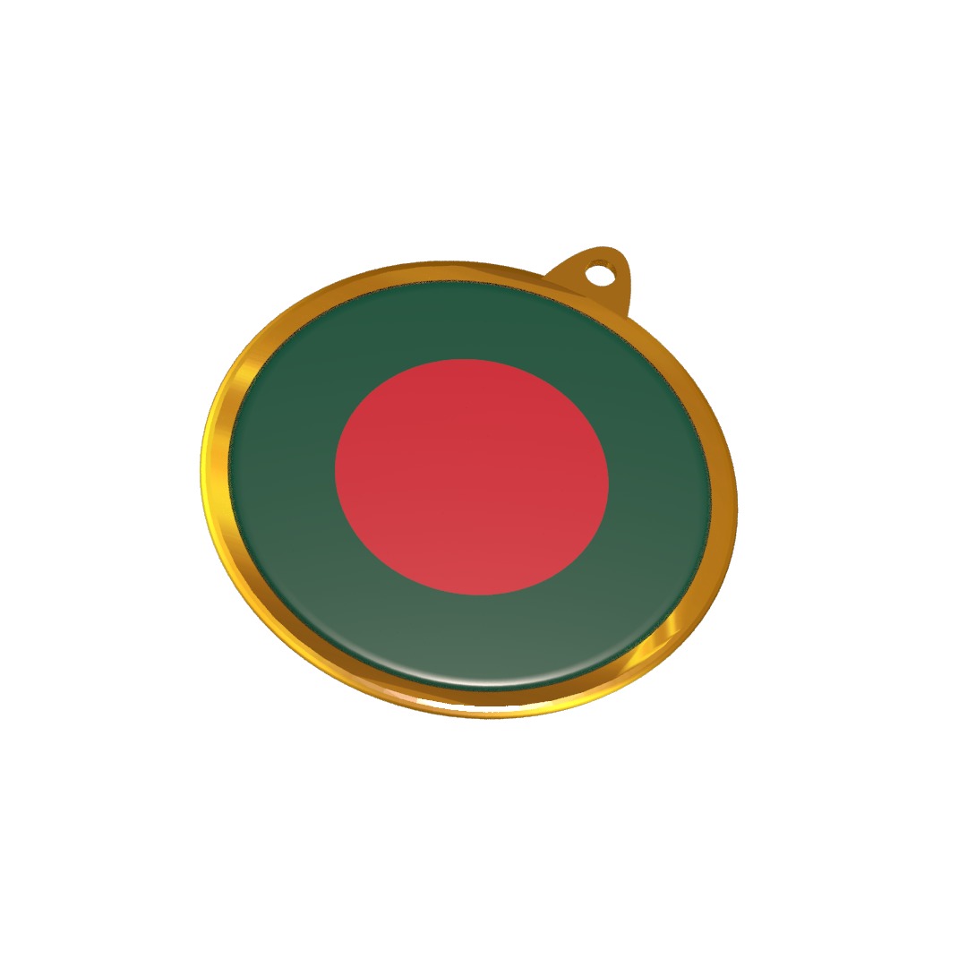 Bangladesh Flag Medal Badge 3D model_5