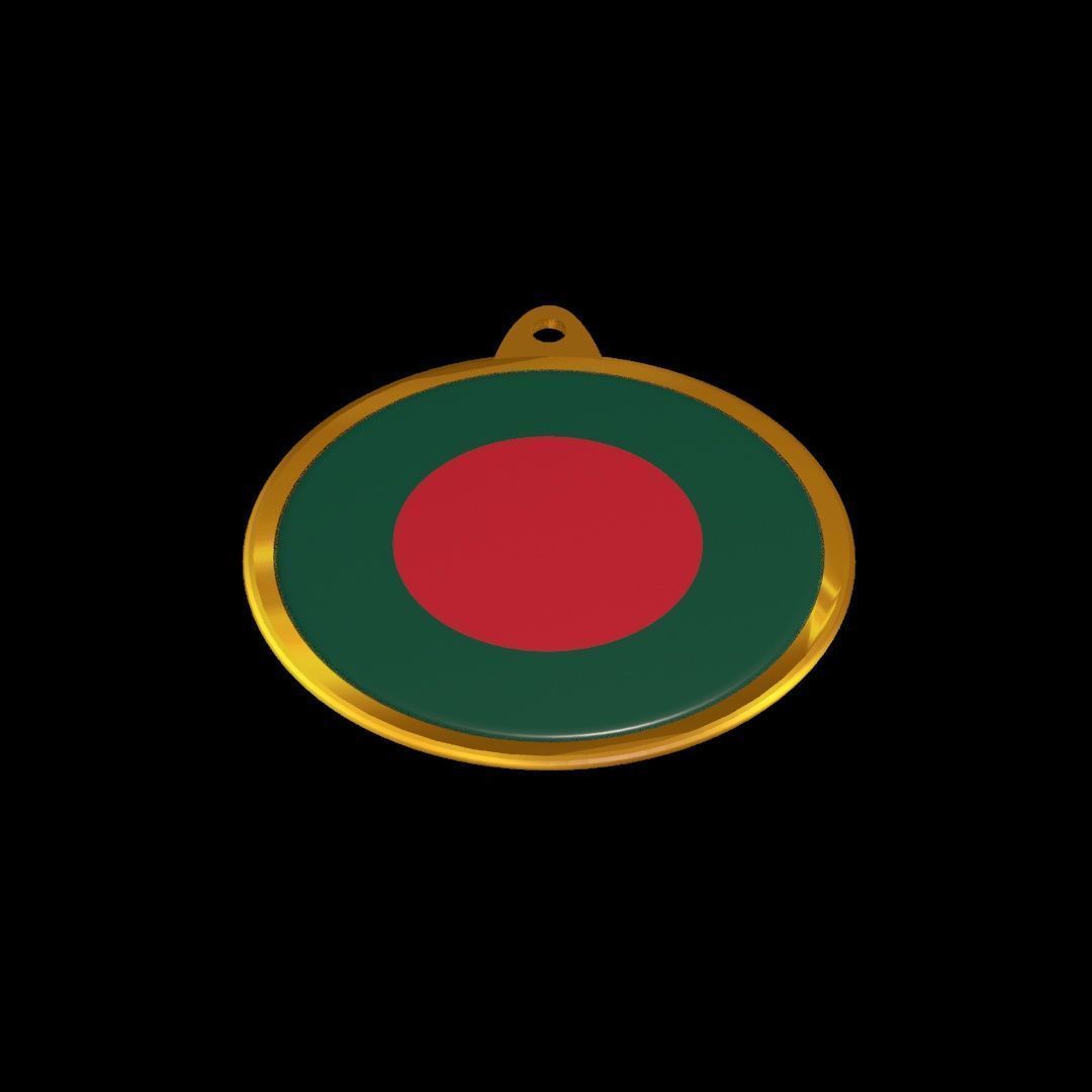 Bangladesh Flag Medal Badge 3D model_25