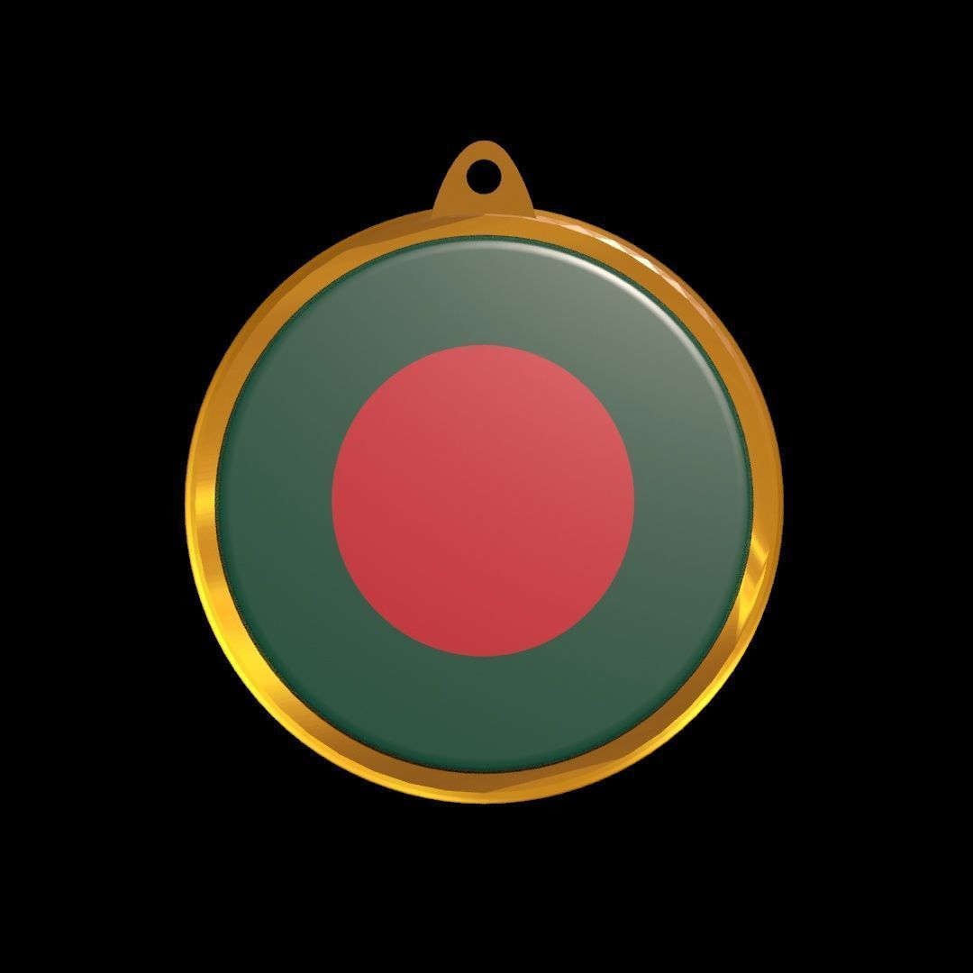 Bangladesh Flag Medal Badge 3D model_15