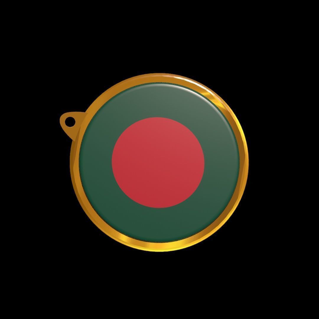 Bangladesh Flag Medal Badge 3D model_17