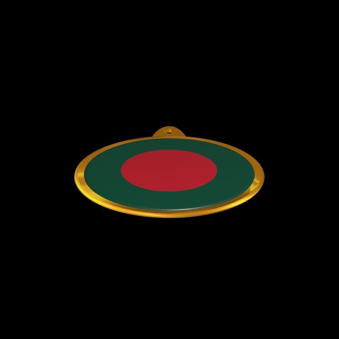 Bangladesh Flag Medal Badge 3D model_26