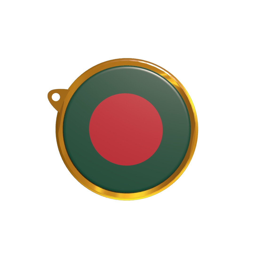 Bangladesh Flag Medal Badge 3D model_1
