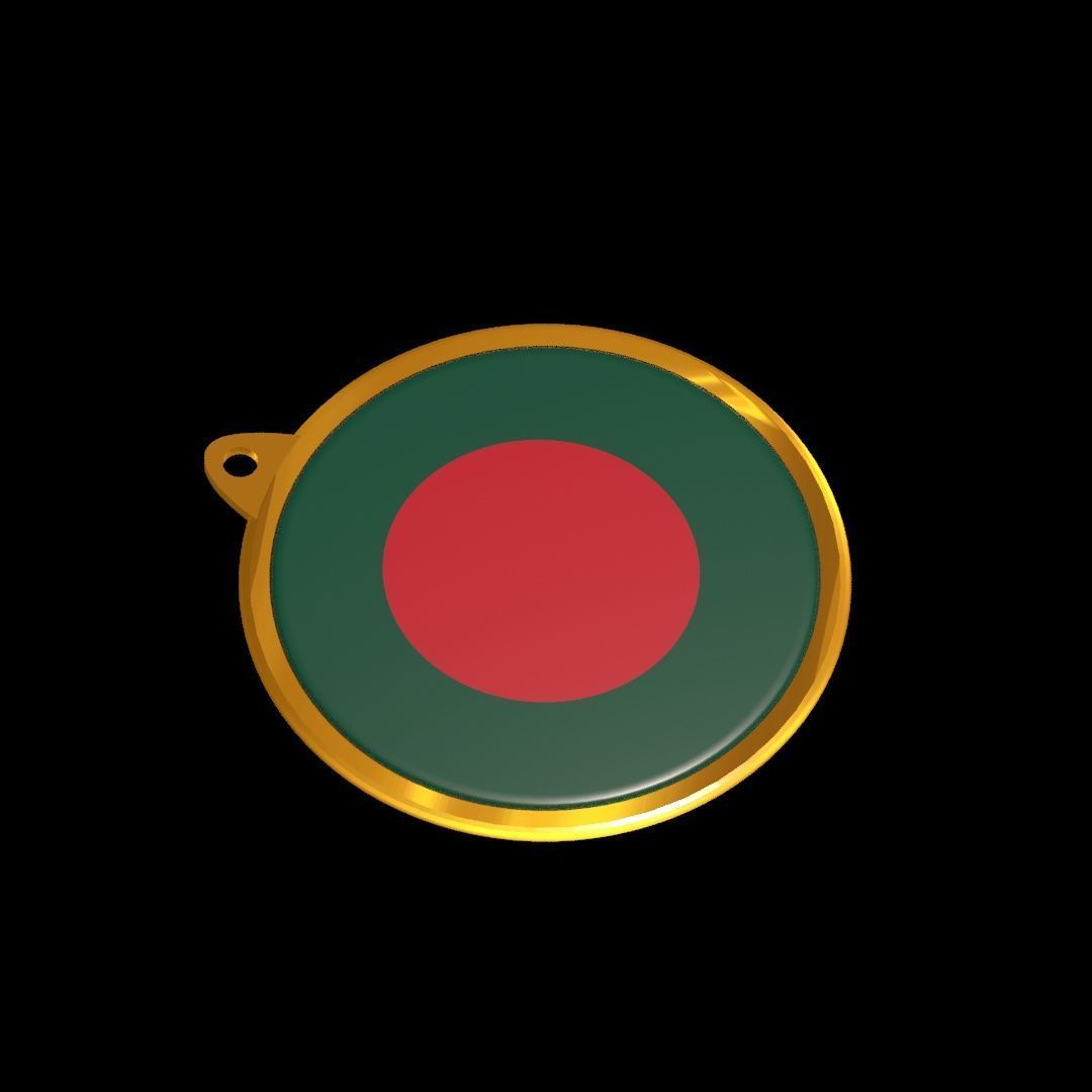 Bangladesh Flag Medal Badge 3D model_19