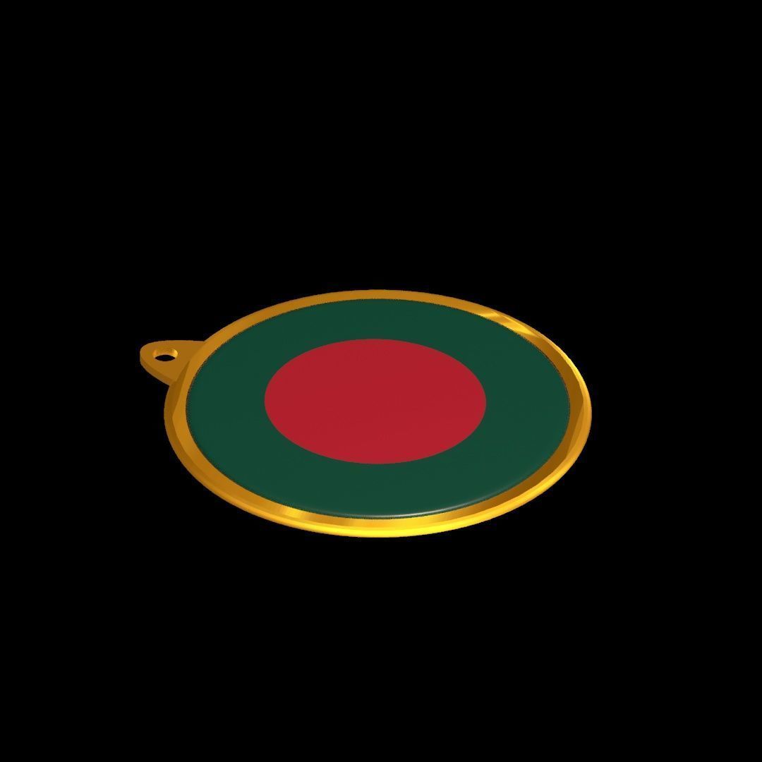 Bangladesh Flag Medal Badge 3D model_20