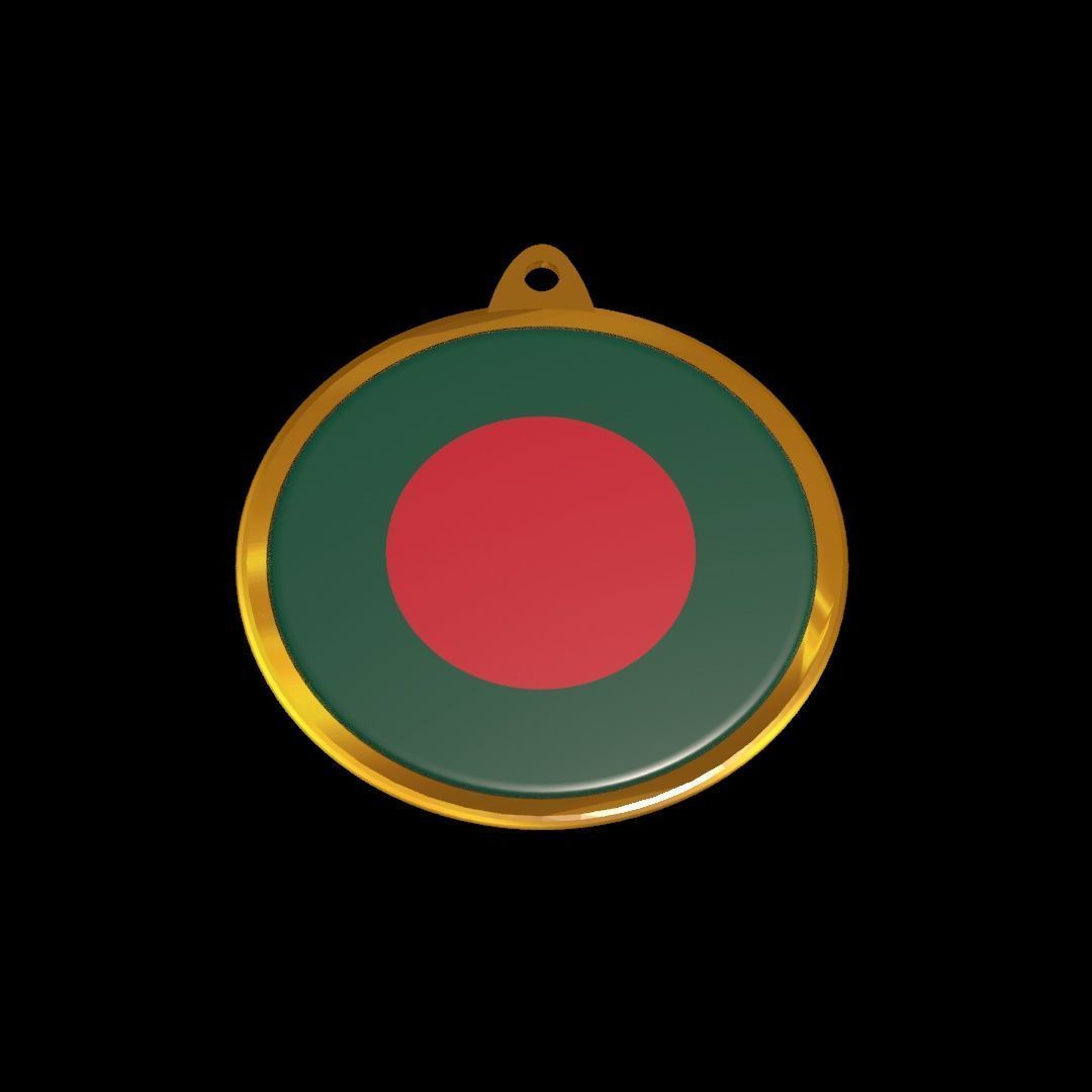 Bangladesh Flag Medal Badge 3D model_24
