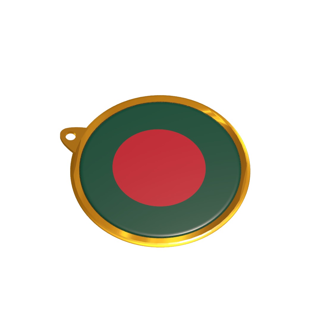 Bangladesh Flag Medal Badge 3D model_3