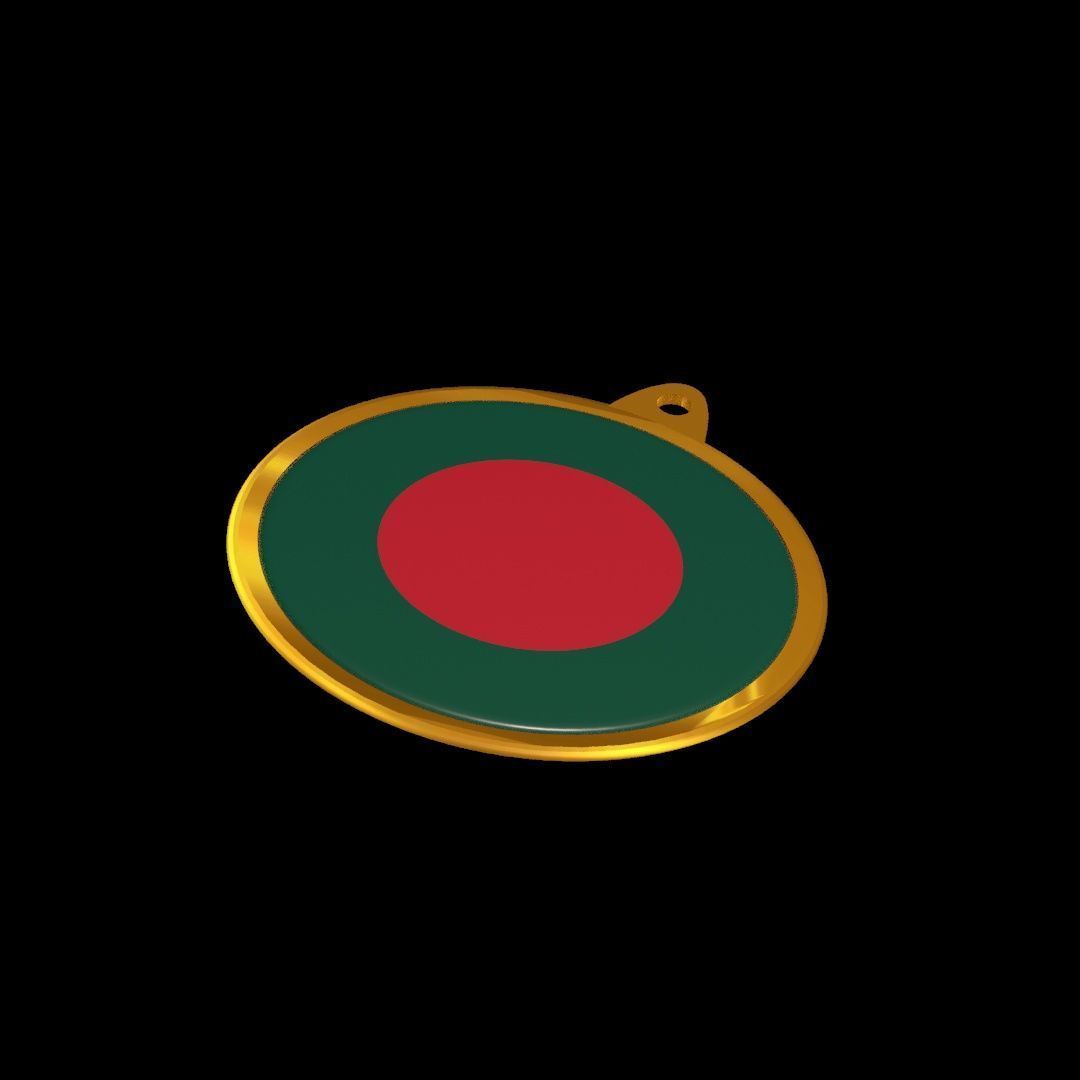 Bangladesh Flag Medal Badge 3D model_22