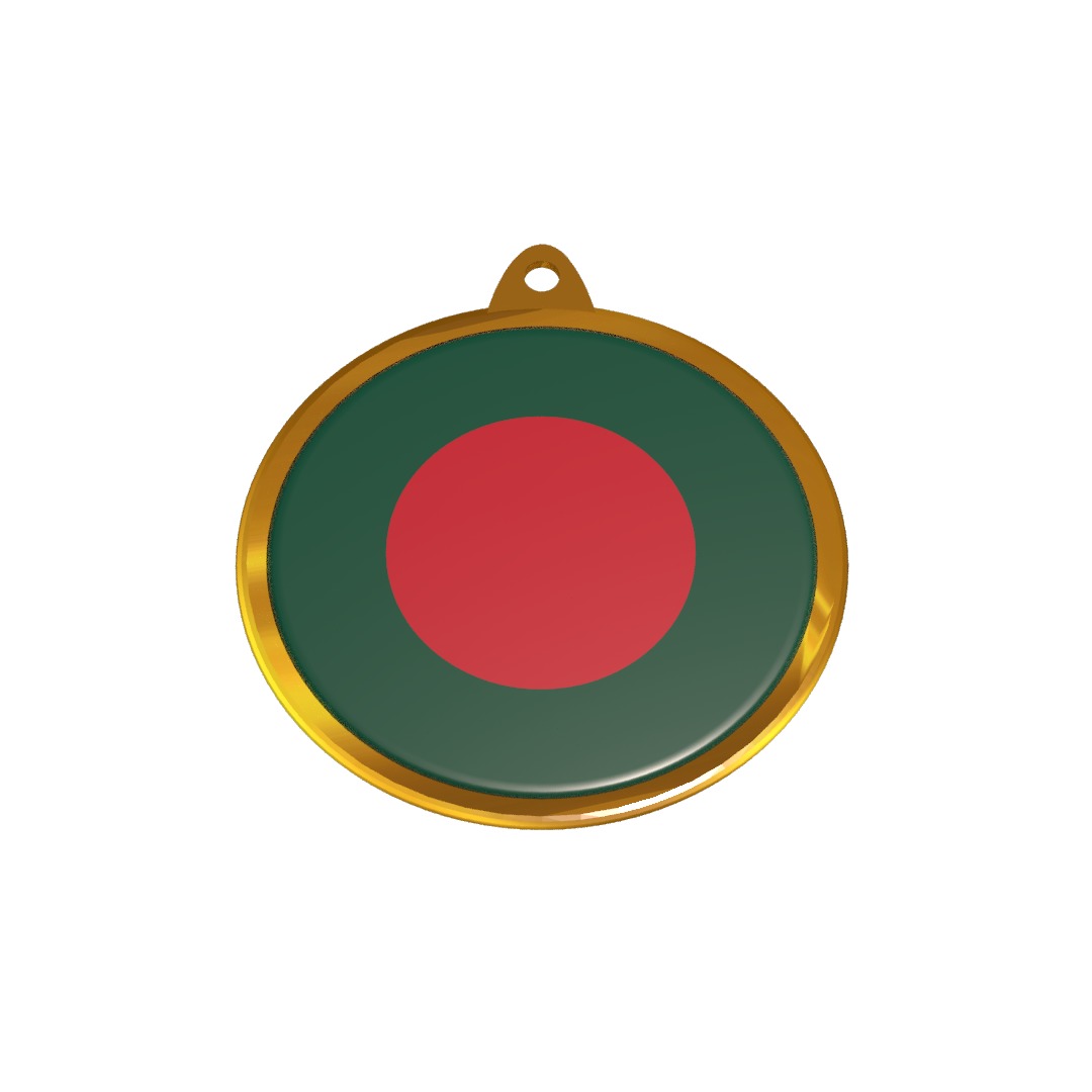 Bangladesh Flag Medal Badge 3D model_7