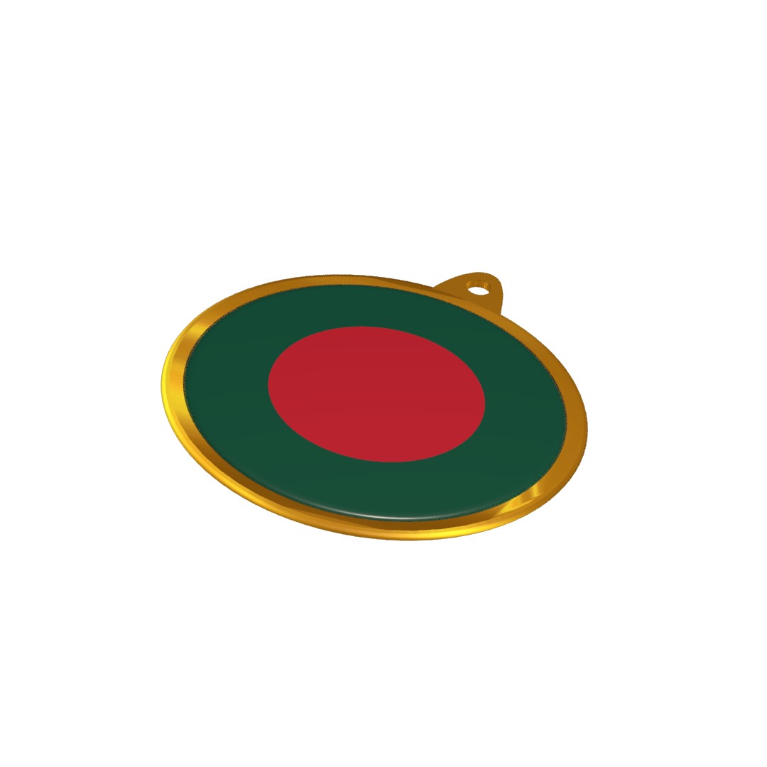 Bangladesh Flag Medal Badge 3D model_2