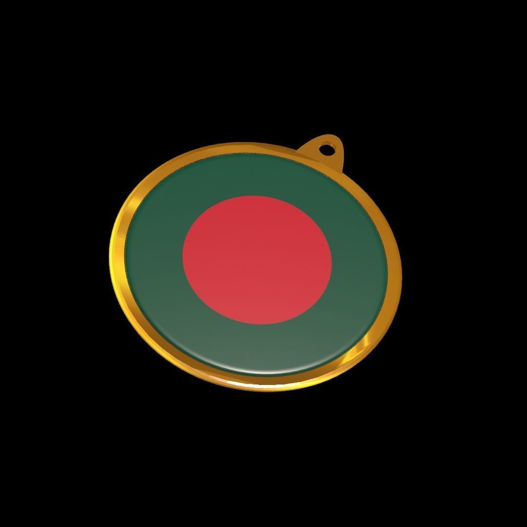Bangladesh Flag Medal Badge 3D model_23