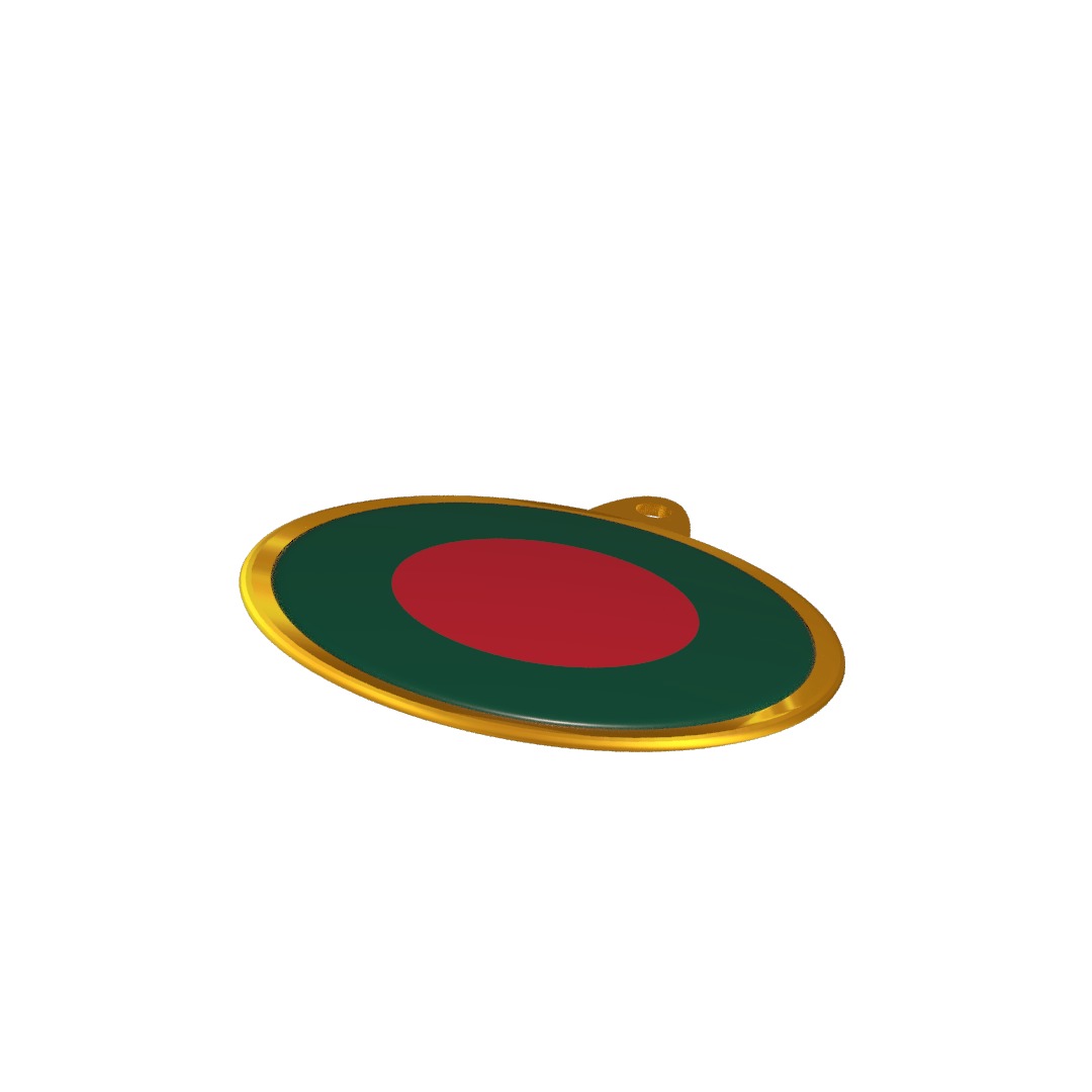 Bangladesh Flag Medal Badge 3D model_6