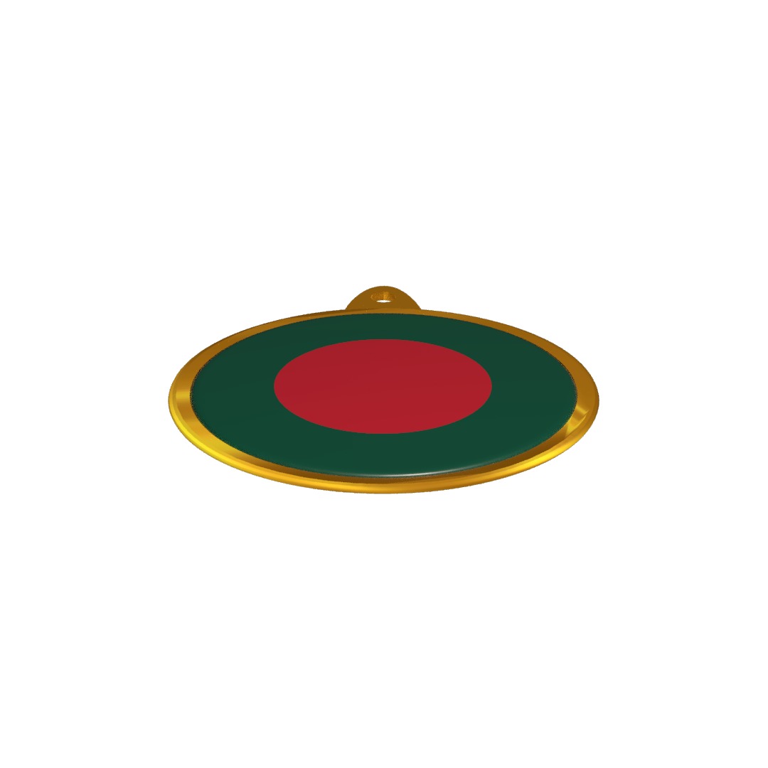 Bangladesh Flag Medal Badge 3D model_9