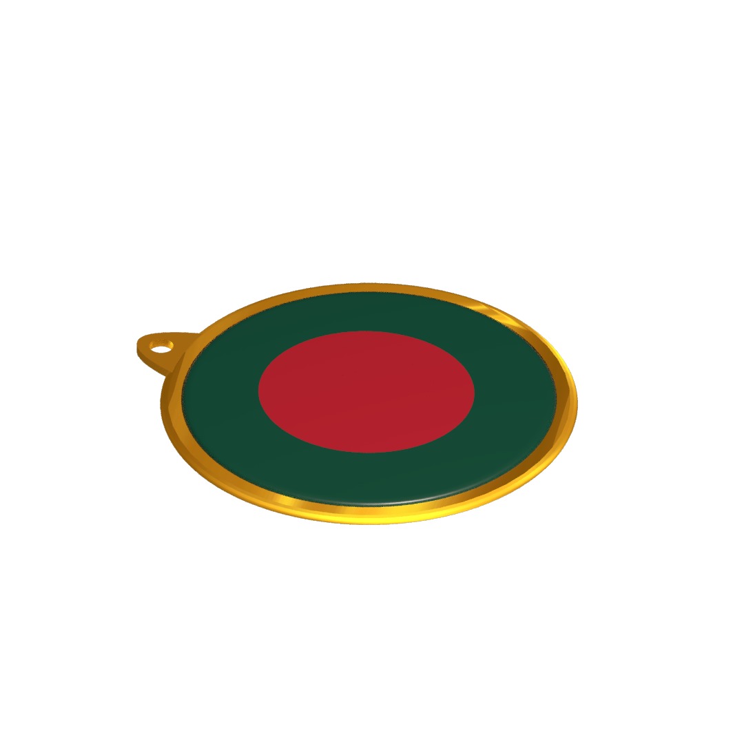 Bangladesh Flag Medal Badge 3D model_4