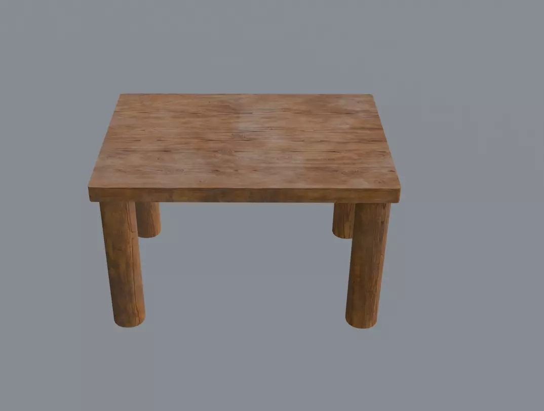 Wooden table Low-poly 3D model_0
