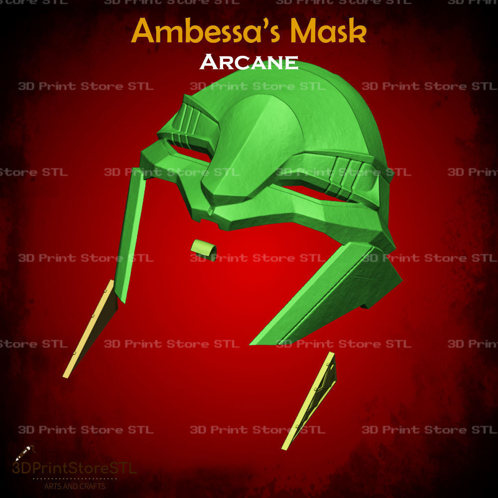 Ambessa Mask Cosplay Arcane - STL File 3D print model_4