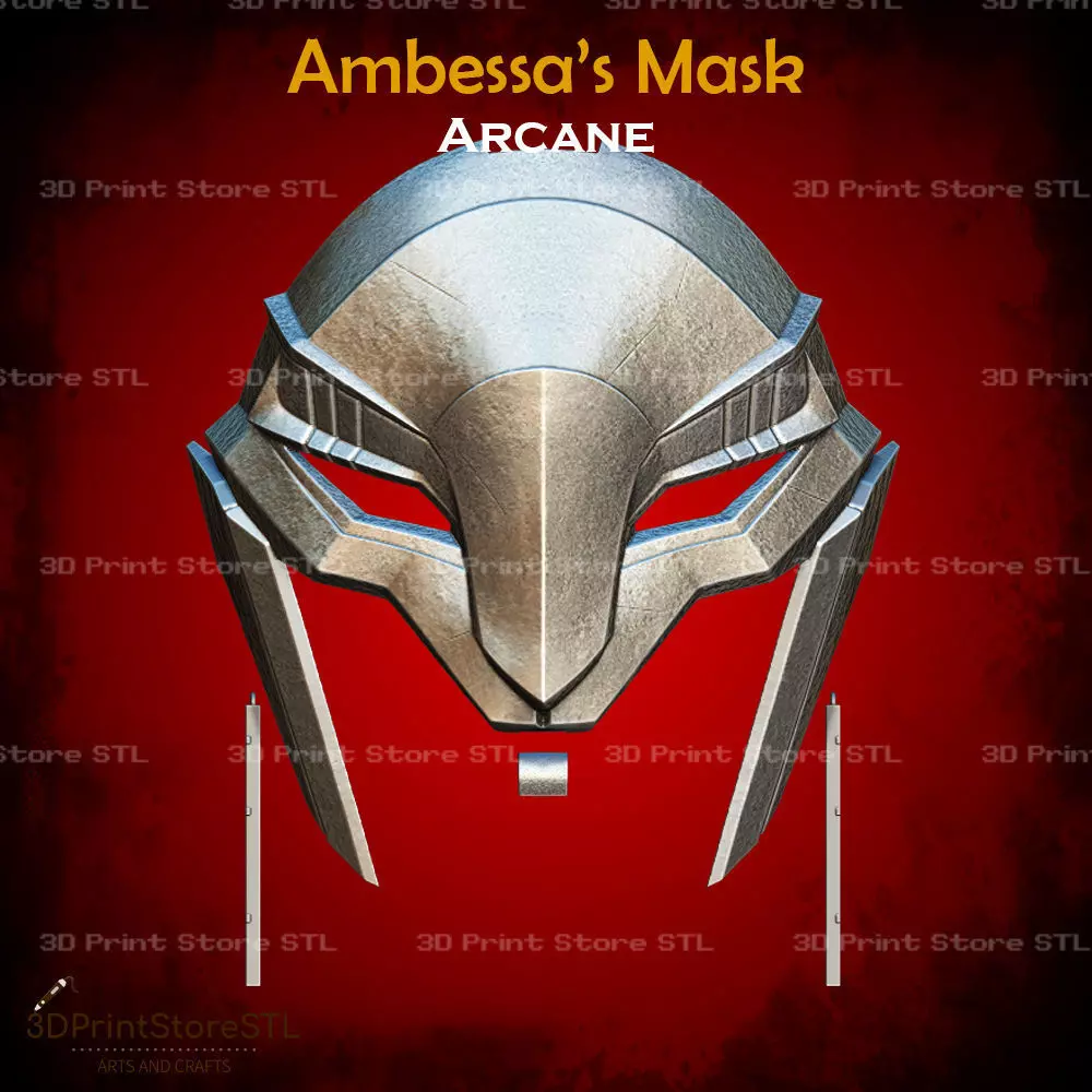 Ambessa Mask Cosplay Arcane - STL File 3D print model_0