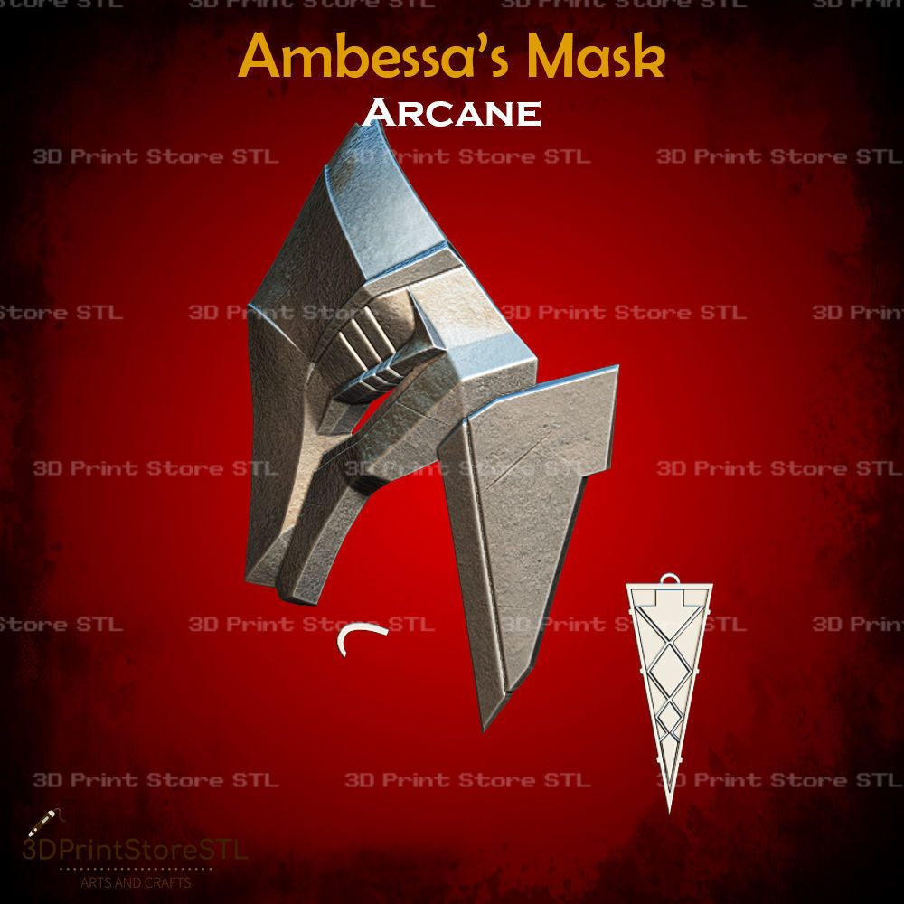 Ambessa Mask Cosplay Arcane - STL File 3D print model_2