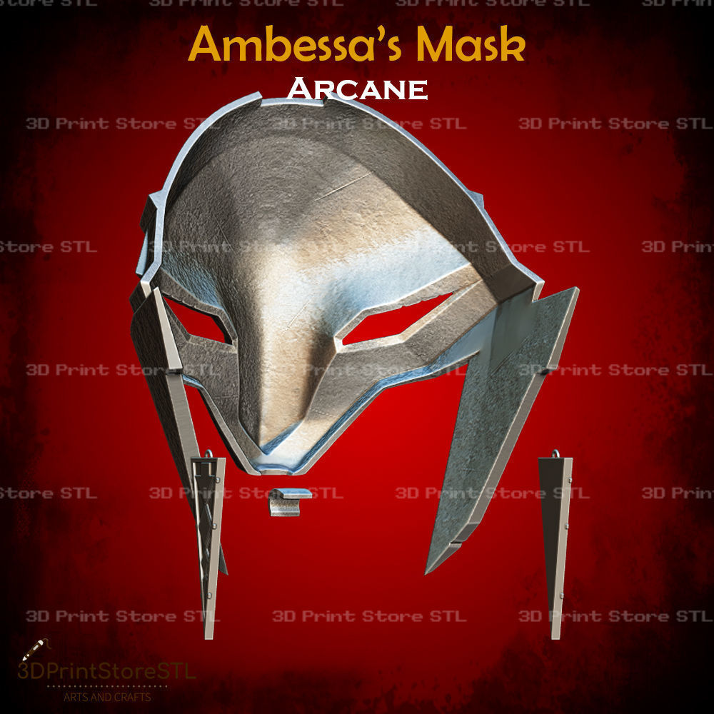 Ambessa Mask Cosplay Arcane - STL File 3D print model_3