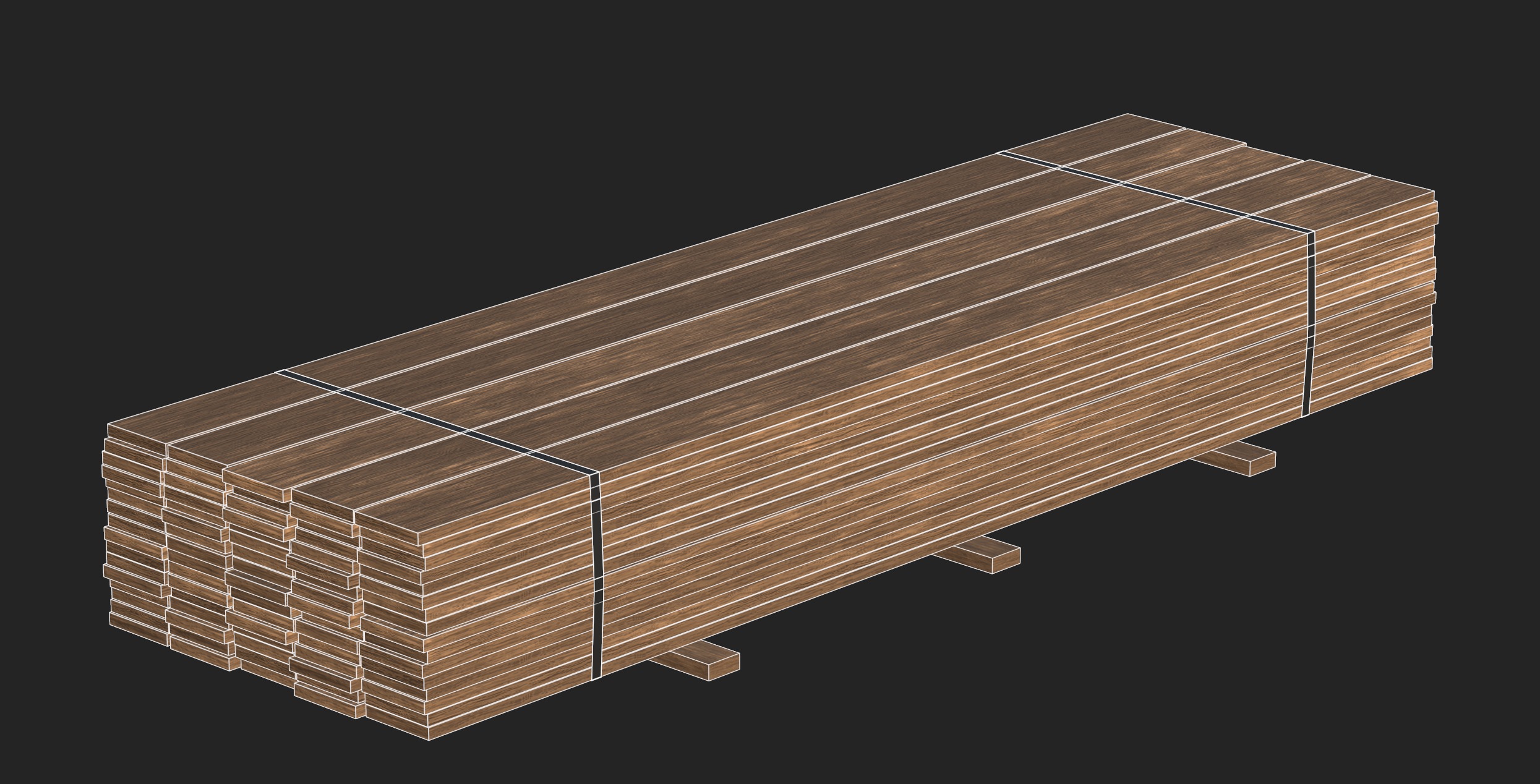 Stack Of Wooden Planks 3D model_14