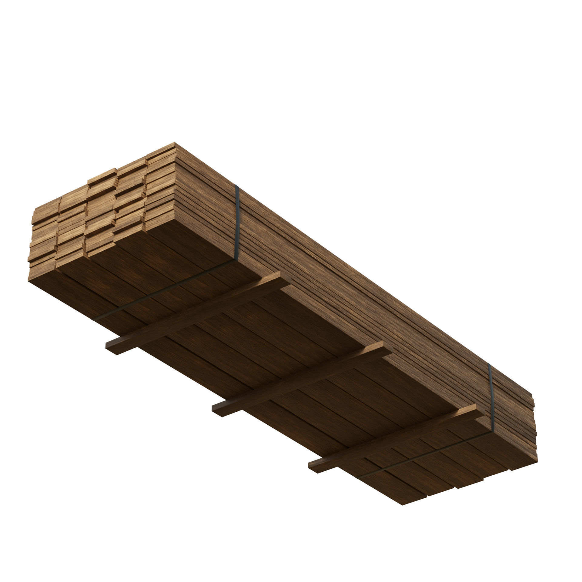 Stack Of Wooden Planks 3D model_2