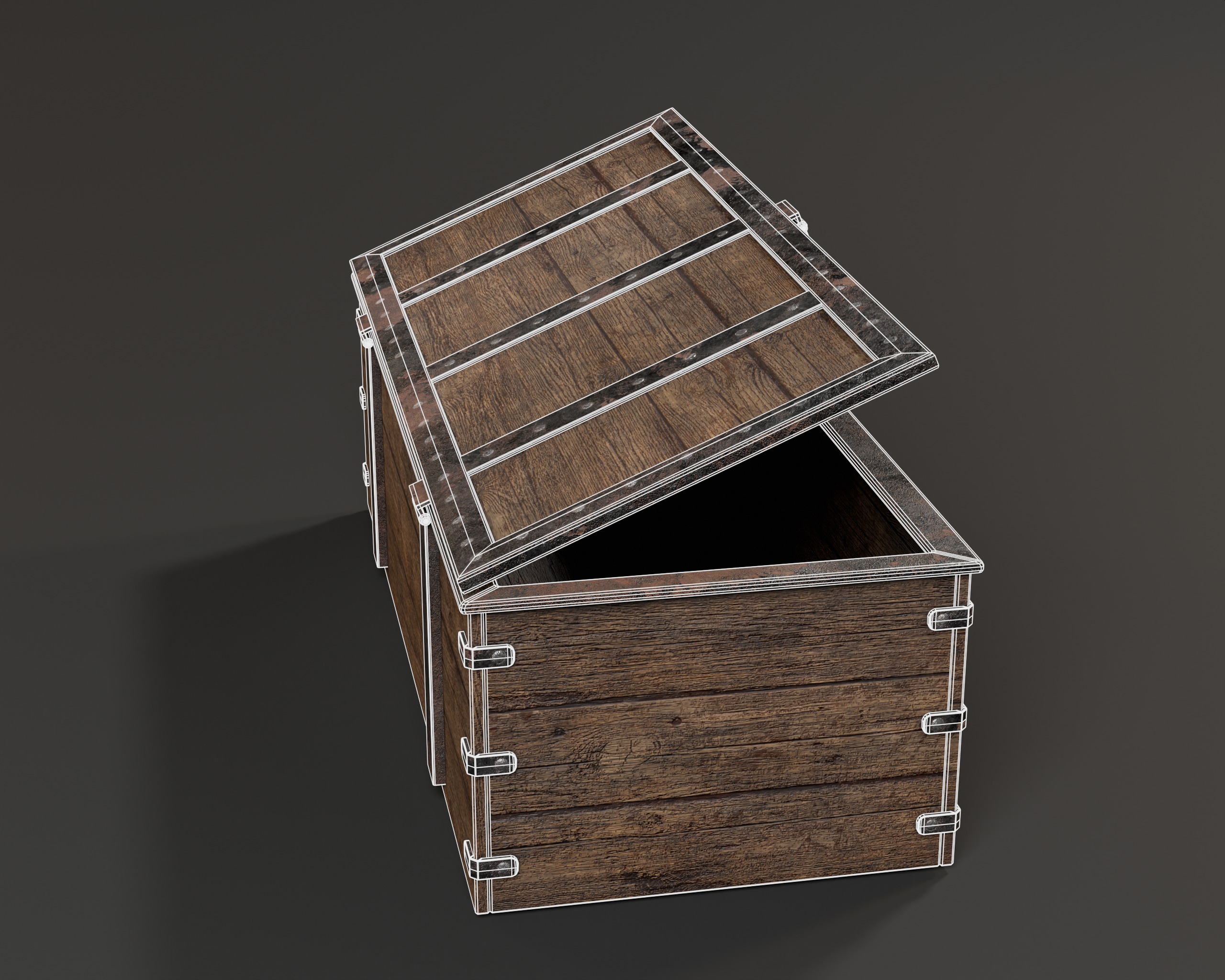 Old Wooden Chest  Low-poly 3D model_11