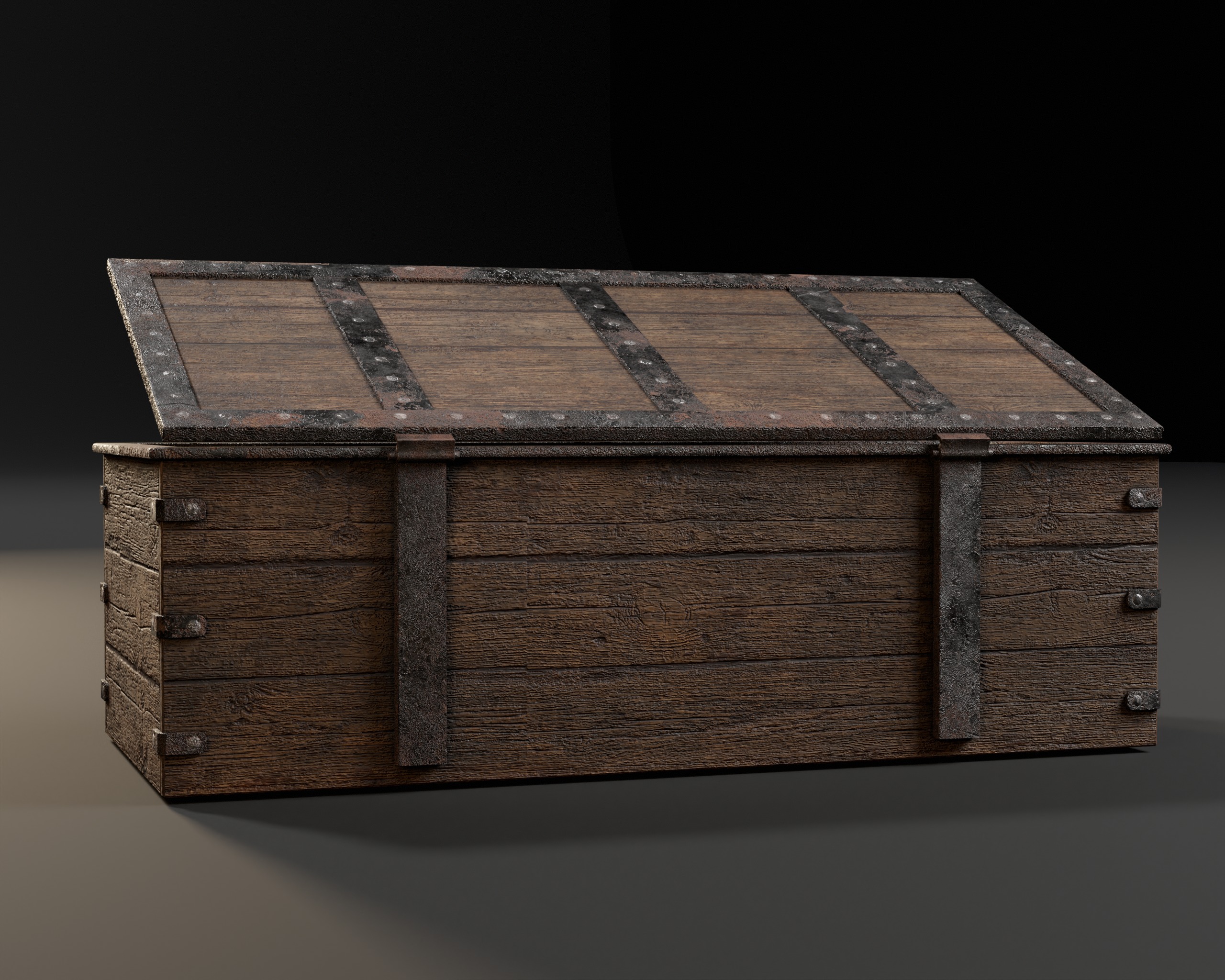 Old Wooden Chest  Low-poly 3D model_14