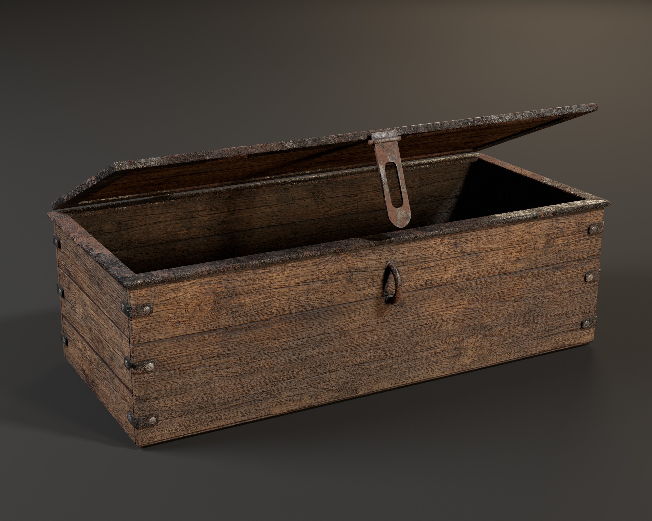 Old Wooden Chest  Low-poly 3D model_2