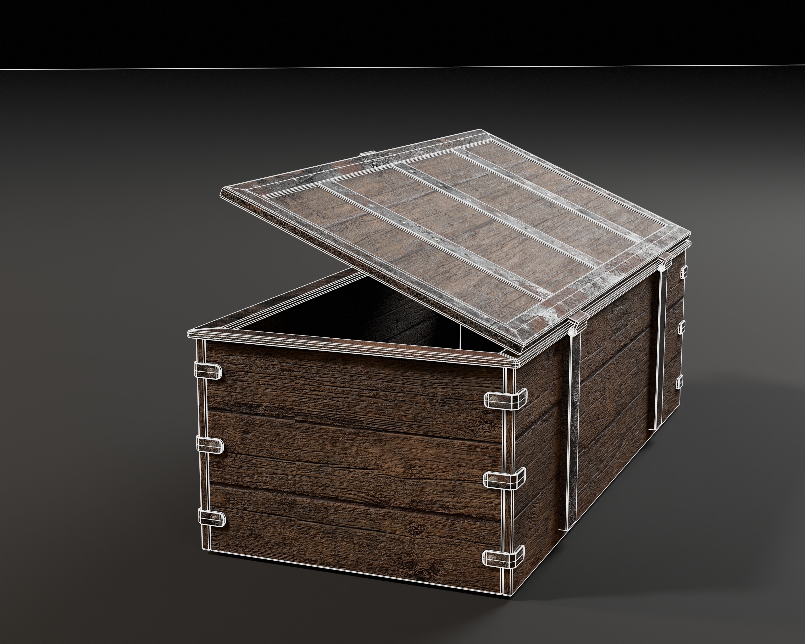 Old Wooden Chest  Low-poly 3D model_17
