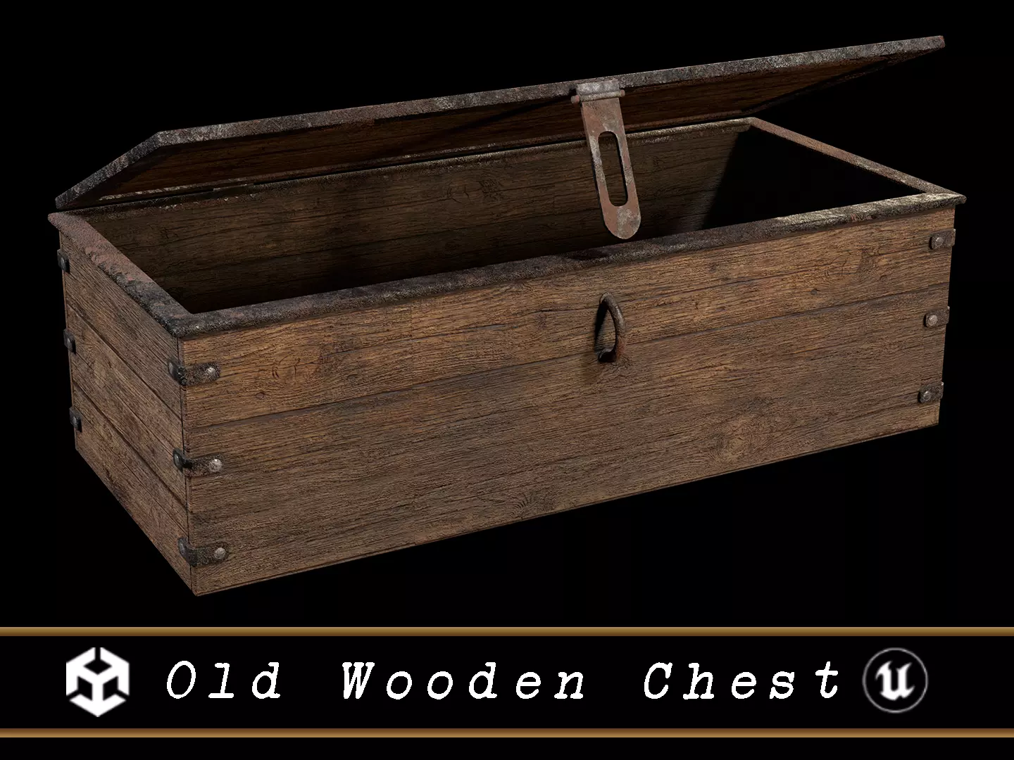 Old Wooden Chest  Low-poly 3D model_0