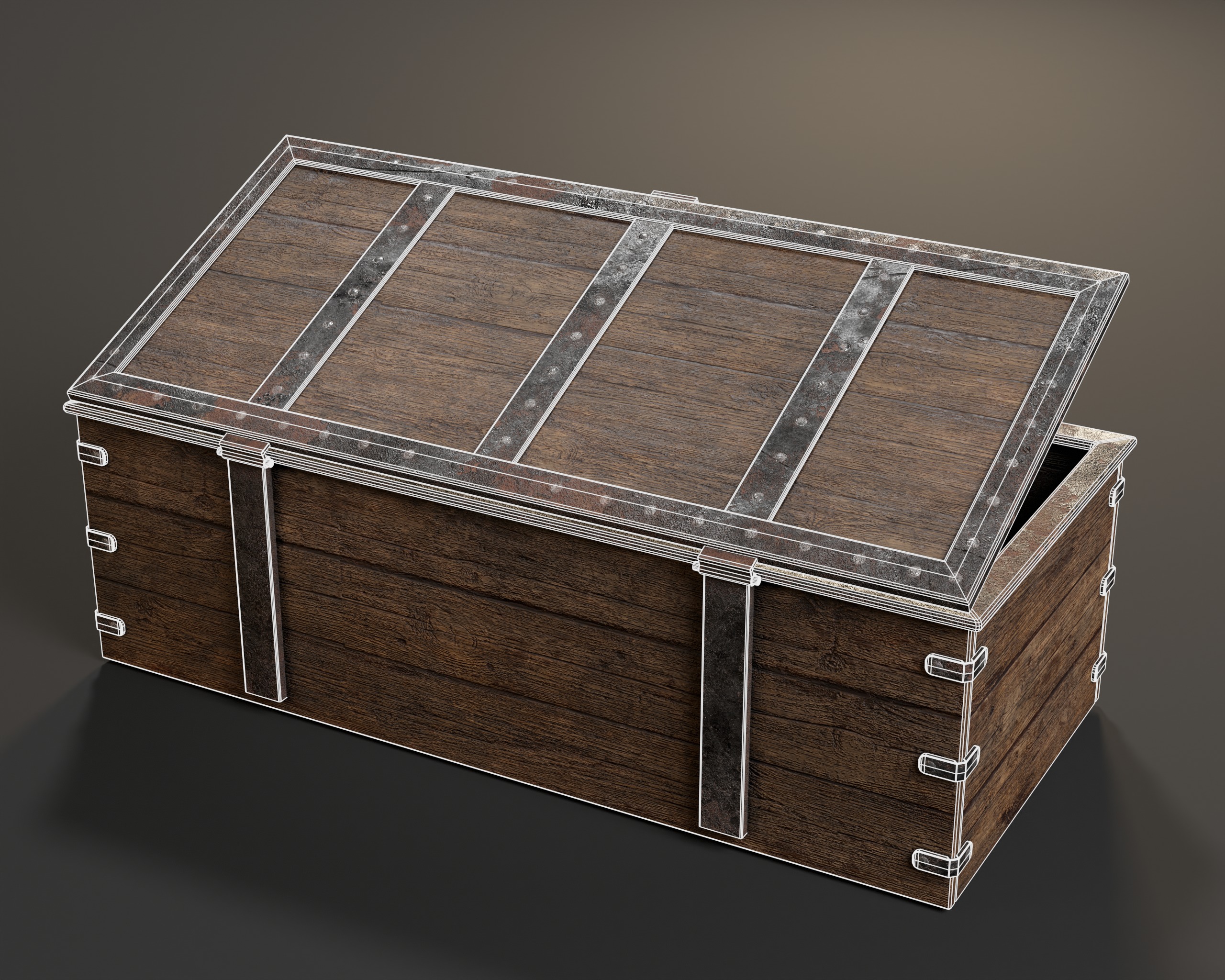 Old Wooden Chest  Low-poly 3D model_13