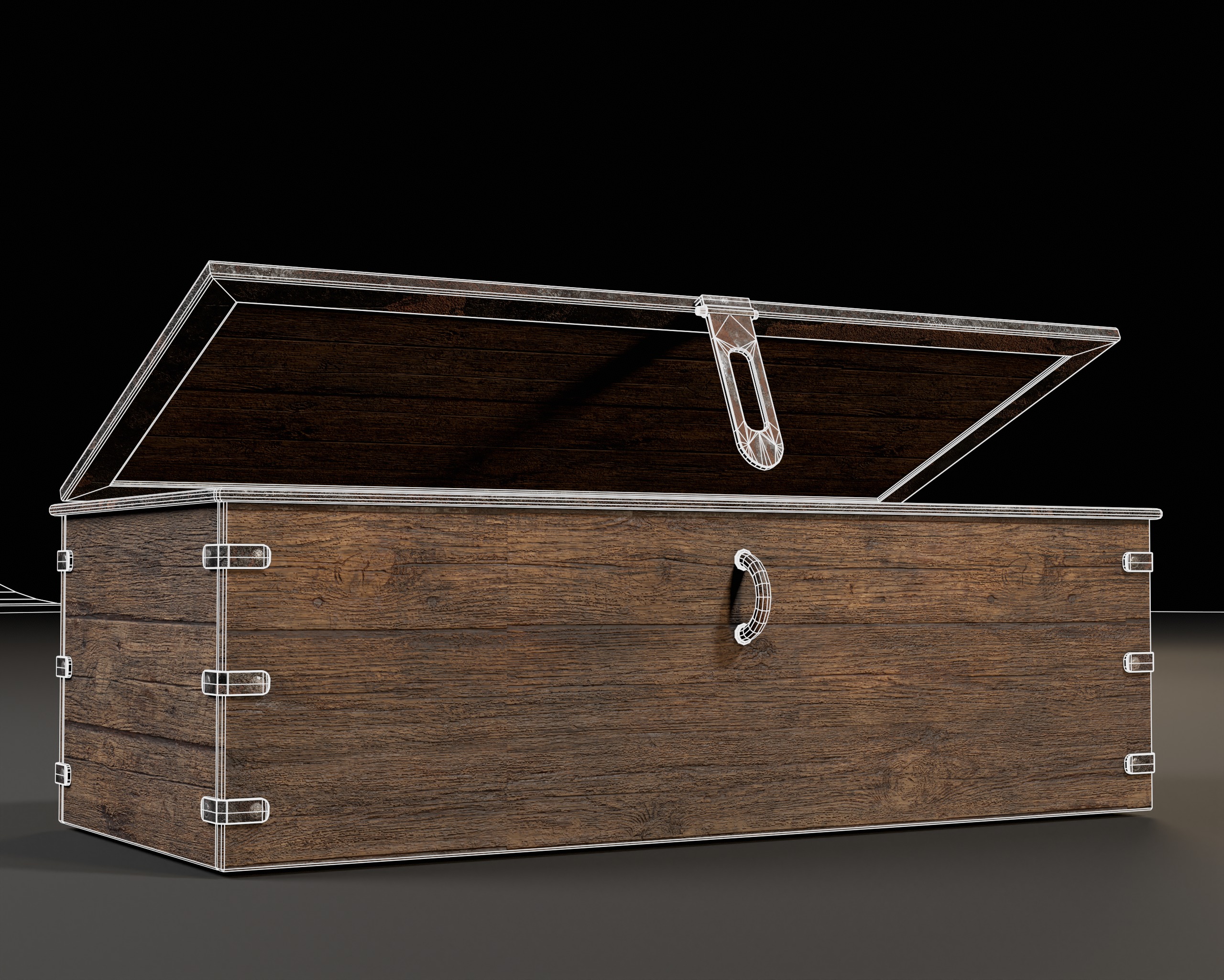Old Wooden Chest  Low-poly 3D model_5