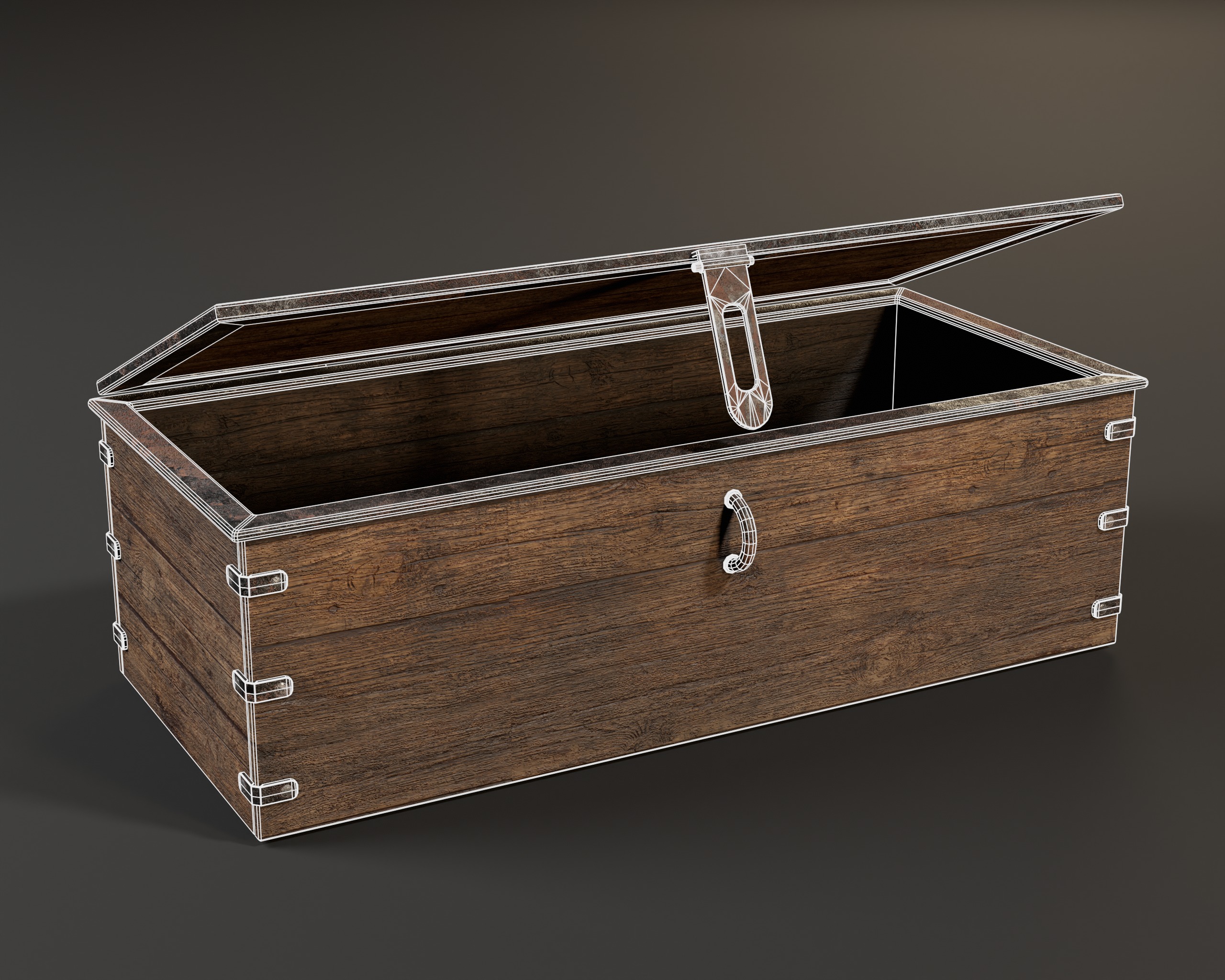 Old Wooden Chest  Low-poly 3D model_3