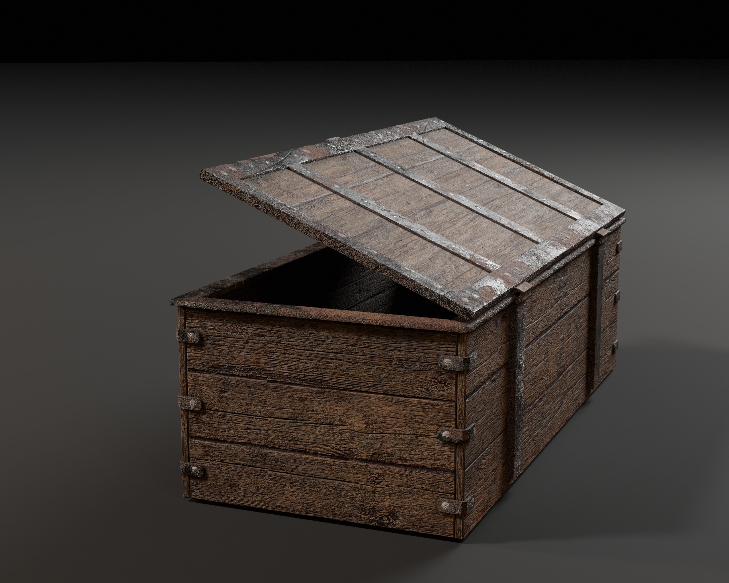 Old Wooden Chest  Low-poly 3D model_16
