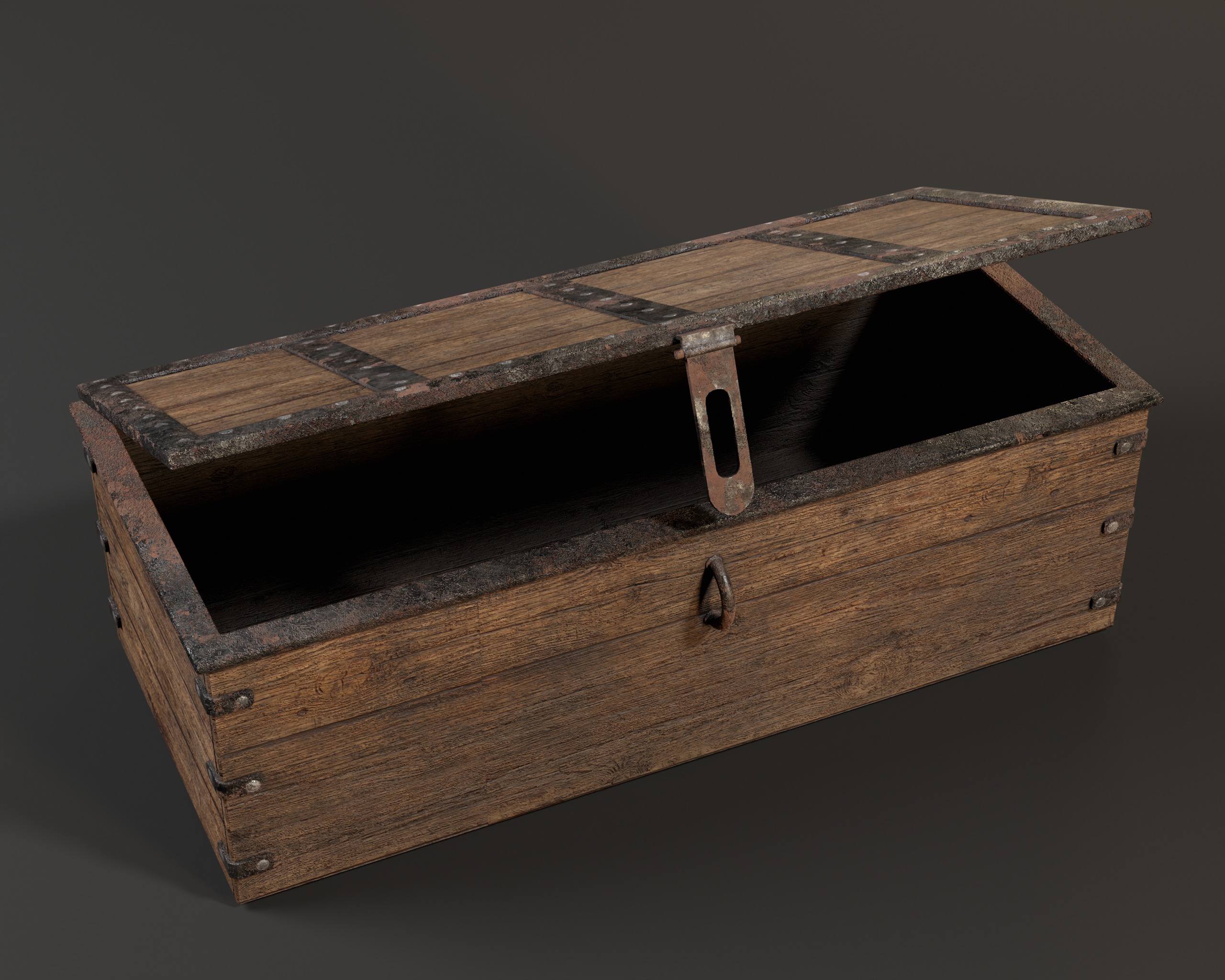 Old Wooden Chest  Low-poly 3D model_6