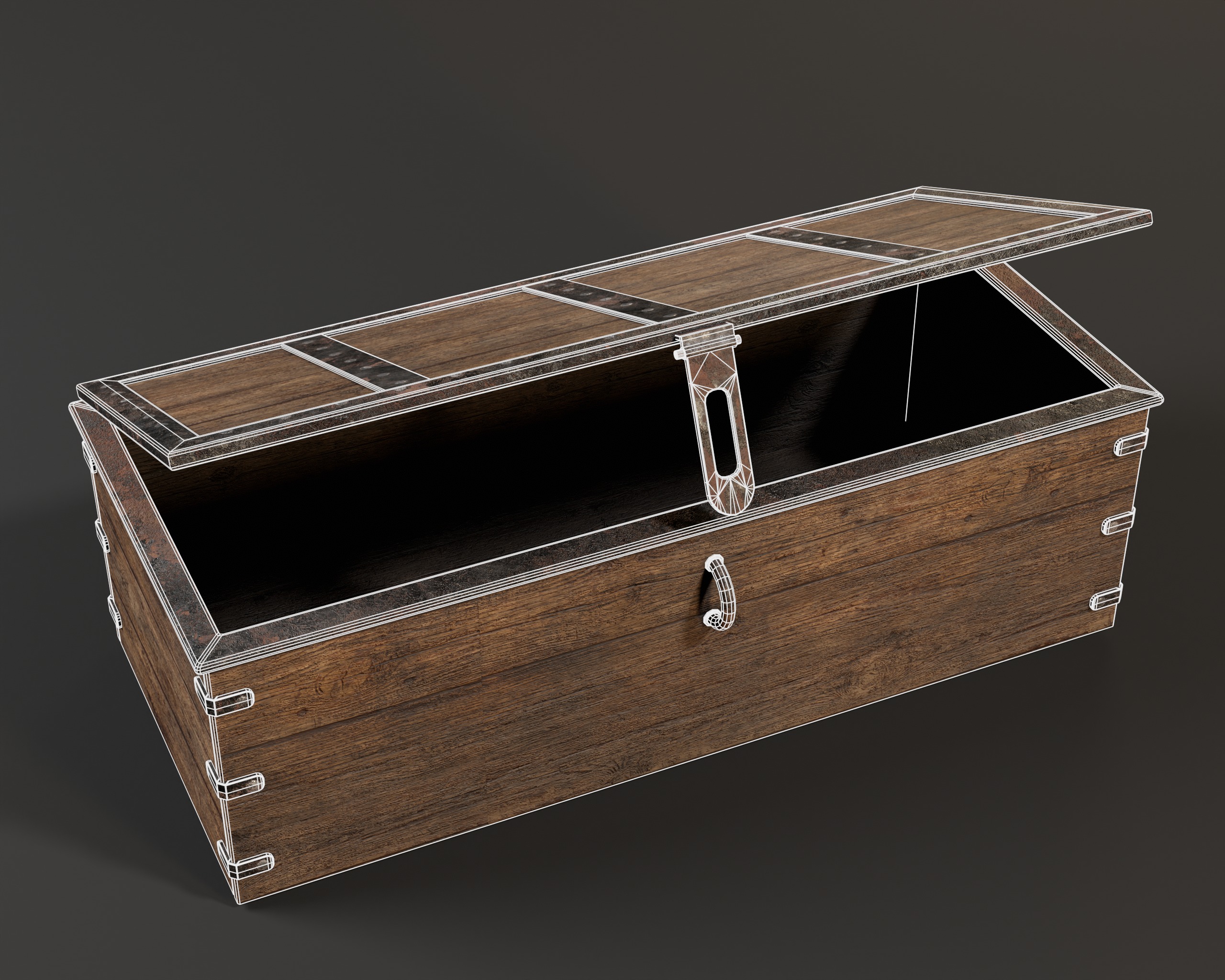 Old Wooden Chest  Low-poly 3D model_7
