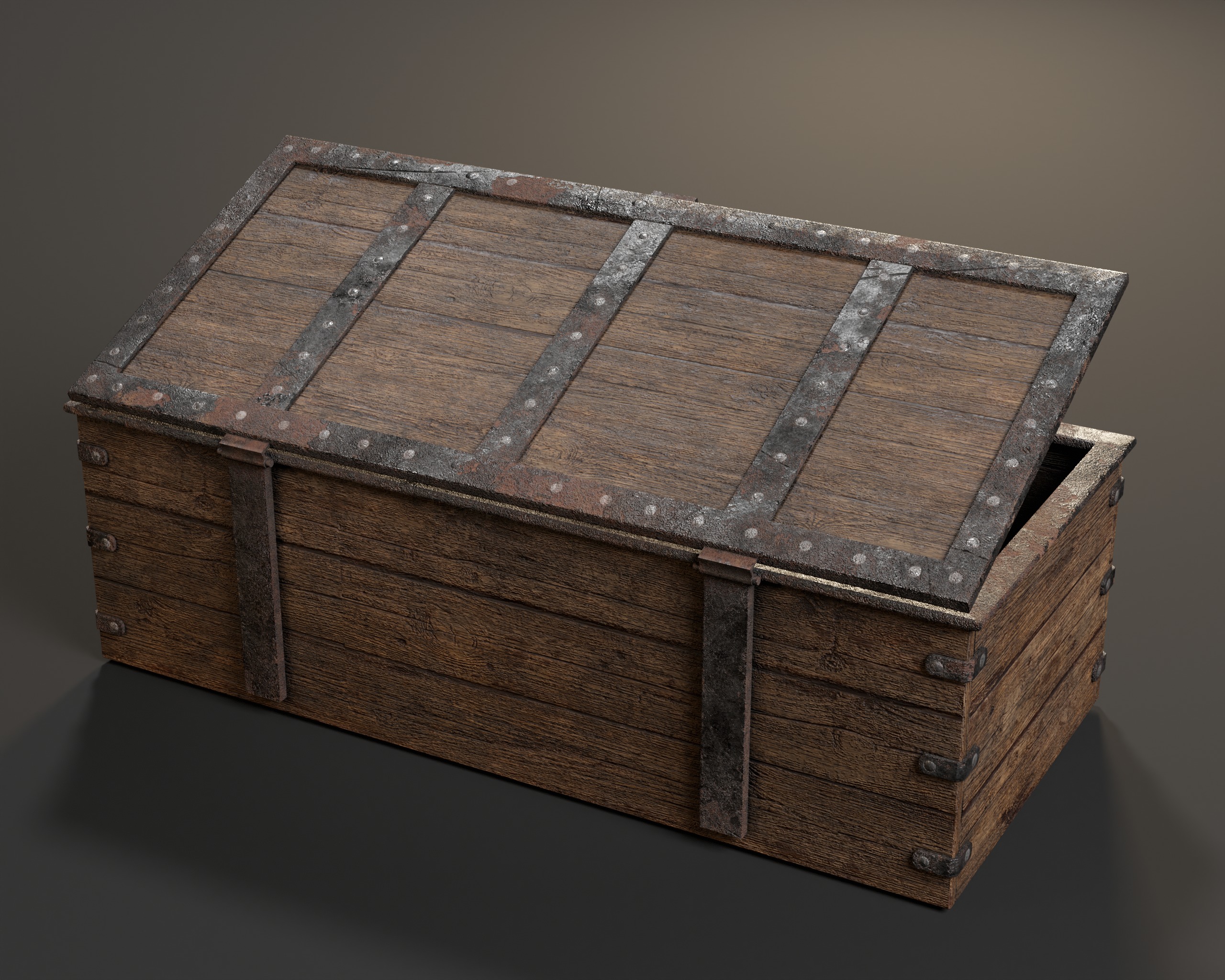 Old Wooden Chest  Low-poly 3D model_12
