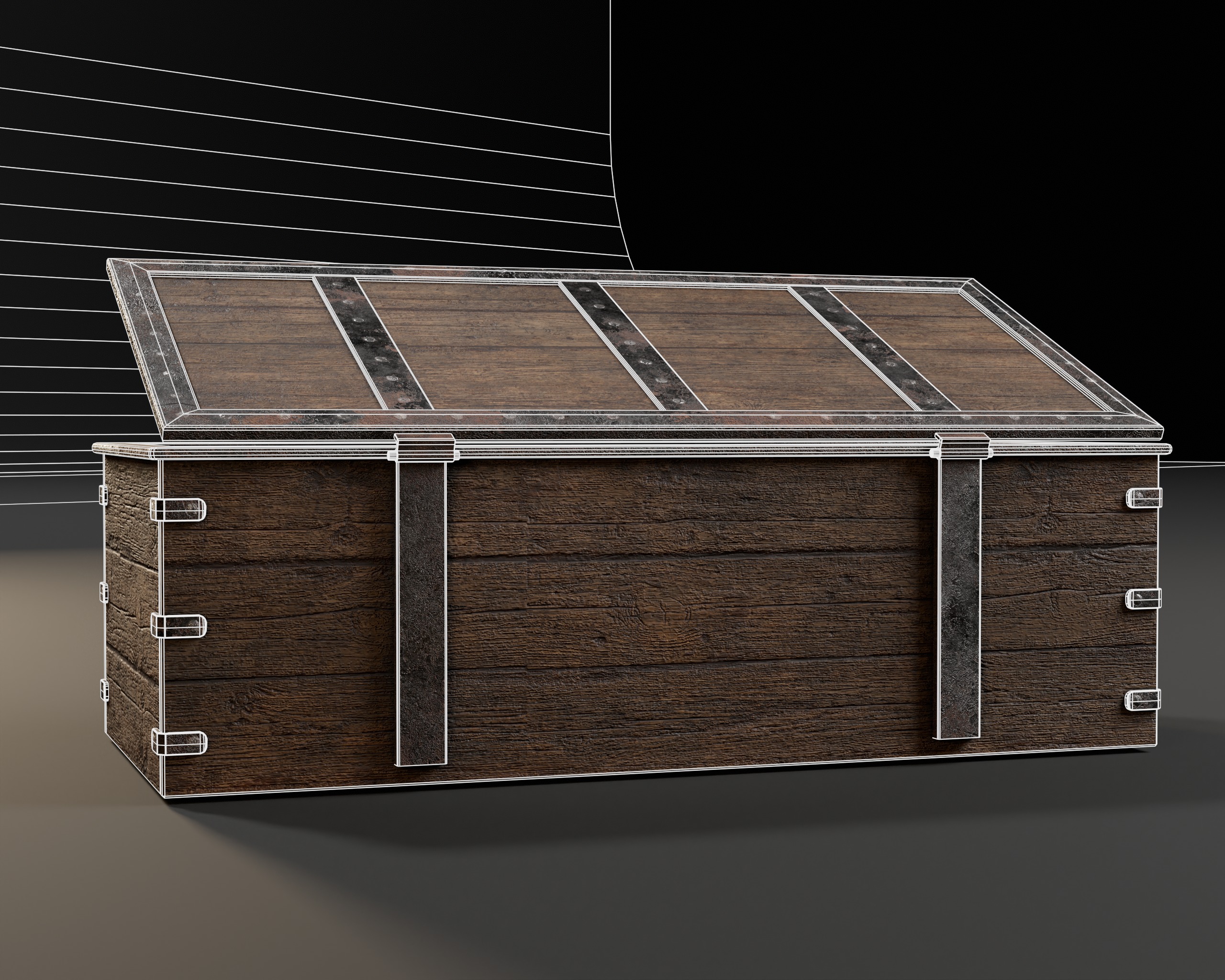 Old Wooden Chest  Low-poly 3D model_15