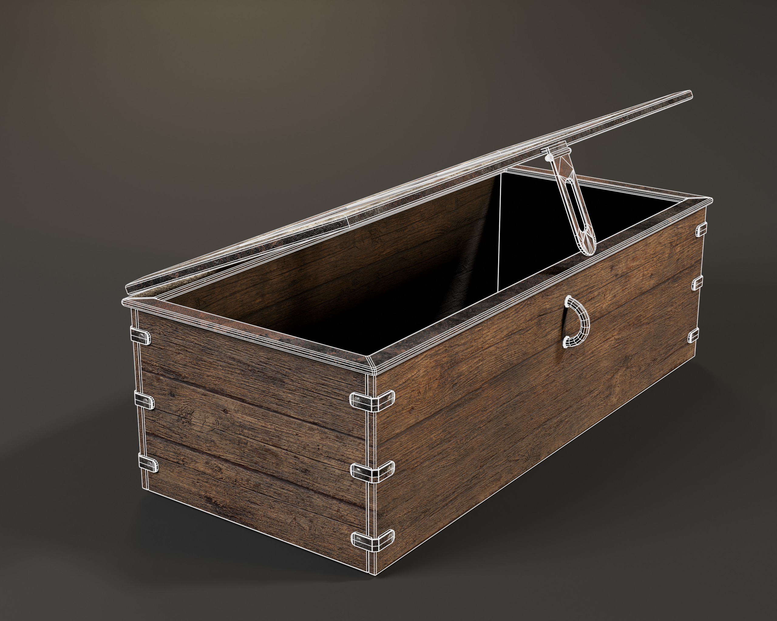 Old Wooden Chest  Low-poly 3D model_9